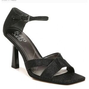 Franco Sarto Formal Heels Sandals Black Metallic Shimmer Women 10M NEW